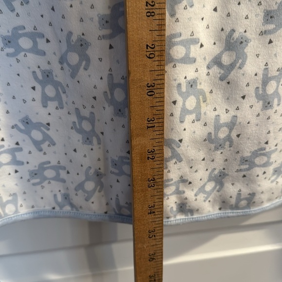 Snugababy Baby Blanket White gray striped blue Bears Reversible Cotton - Picture 7 of 8